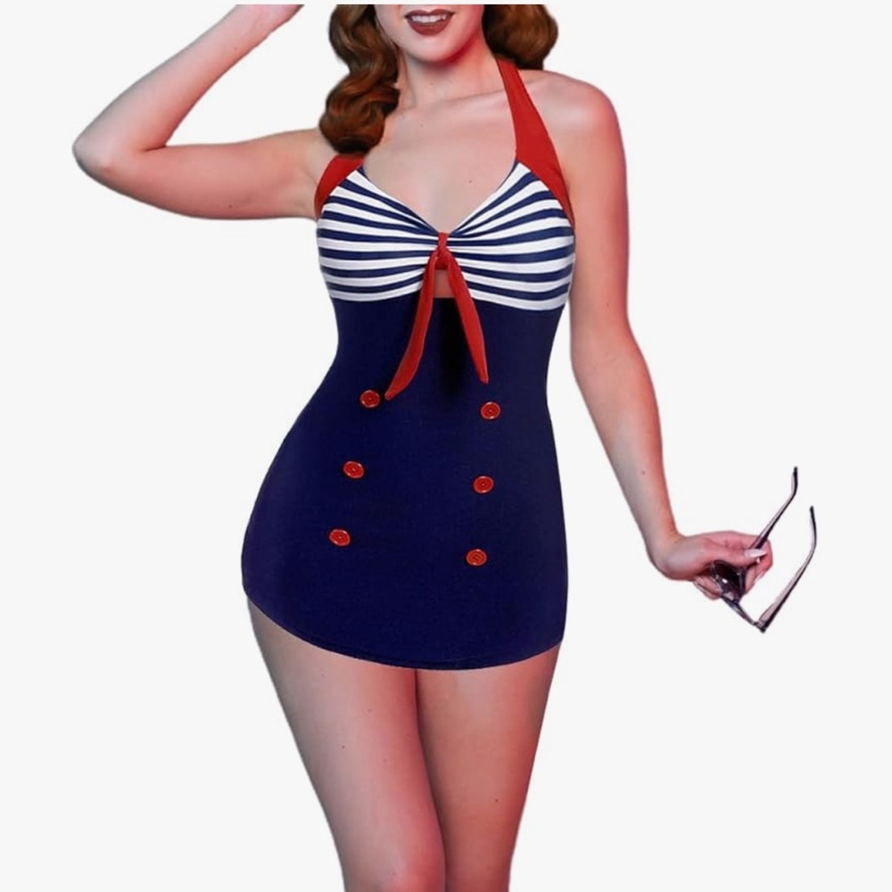 Retro One Piece Swim Dress